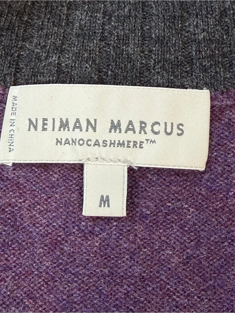 Neiman Marcus Nano Cashmere 100% Cashmere Quarter Zip Sweater Purple | Size M